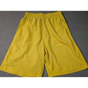 HEAD Mens Athletic Shorts Yellow Elastic Waist Drawstring Pockets Size Medium